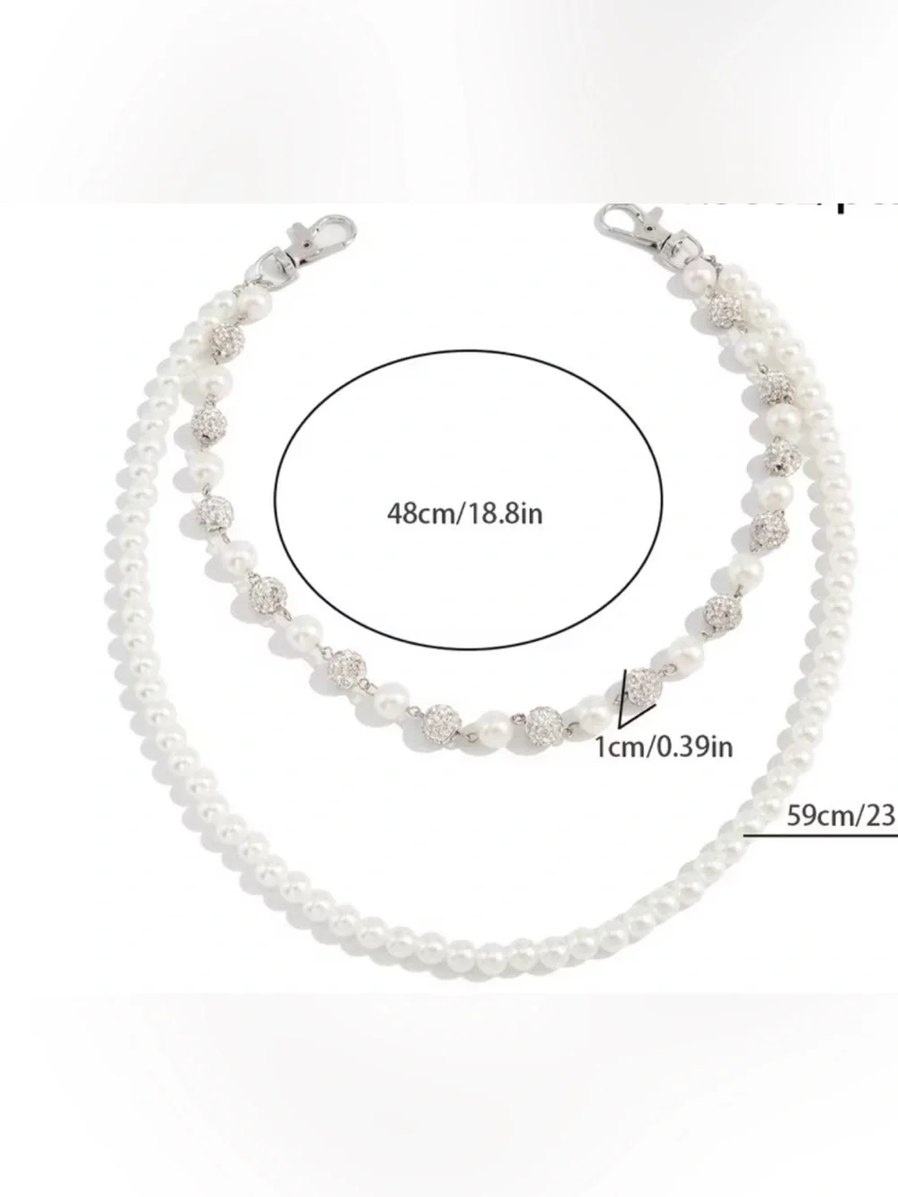 Double Strand White Pearl Chain Wallet Unisex